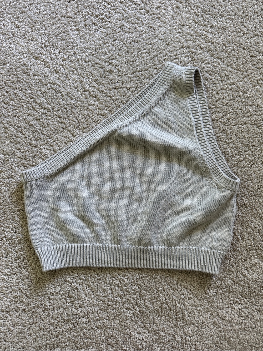 REFORMATION Mint Green Cotton One Shoulder Crop Top S